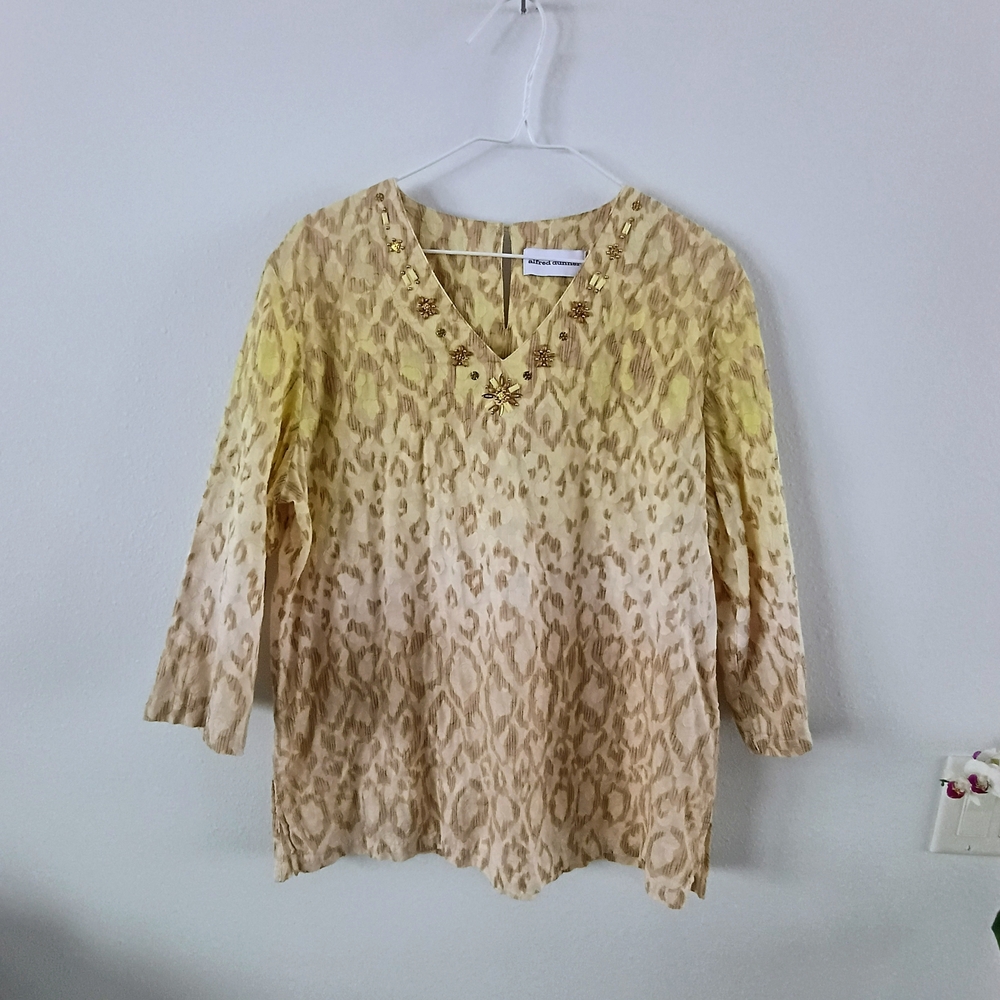 Alfred Dunner Tan Leopard Print Blouse